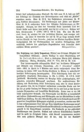 286-287 [Rezension] Dupanloup, Félix, Die Erziehung