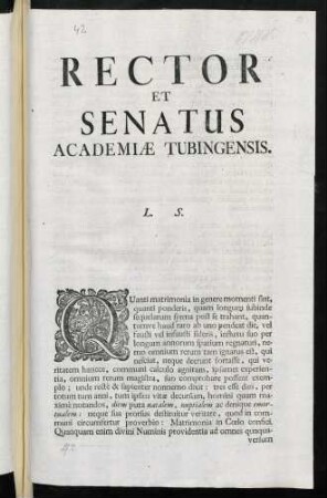 Rector Et Senatus Academiae Tubingensis. L. S.