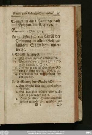 Evangelium am I. Sonntage nach Epiphan. Luc. II, 41 - 52.
