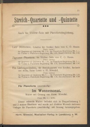 Streich-Quartette und -Quintette