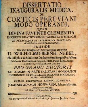 Diss. inaug. med. de corticis peruviani modo operandi