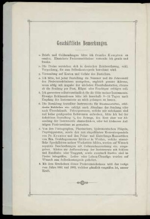 Geschäftliche Bemerkungen