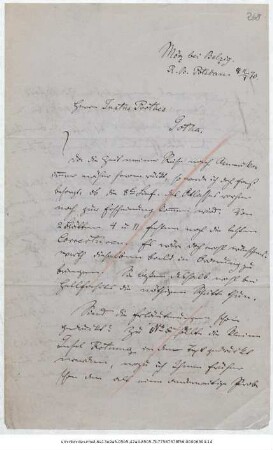 Brief von Reinhold Grundemann an Justus Perthes' Geographische Anstalt  : Mörz bei Belzig, 11.07.1870