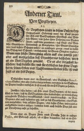 Anderter Titul. Von Vogtheyen