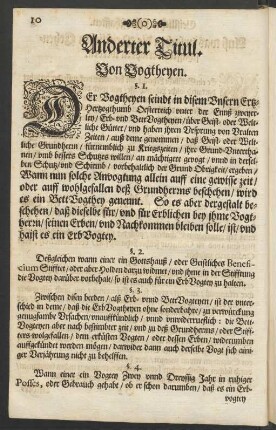 Anderter Titul. Von Vogtheyen