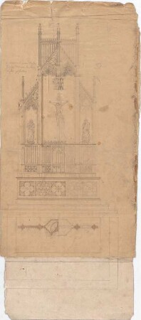 Voit, August von; Kirche - Hauptaltar (Grundriss, Ansicht)