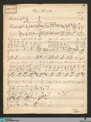 Mein Wunsch - JWK Mus.Ms. 290 d : V, pf; f; StrK WoO 9.04/2a