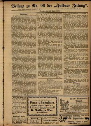 Zweite Ausgabe vom Sonntag, den 27. April 1890.