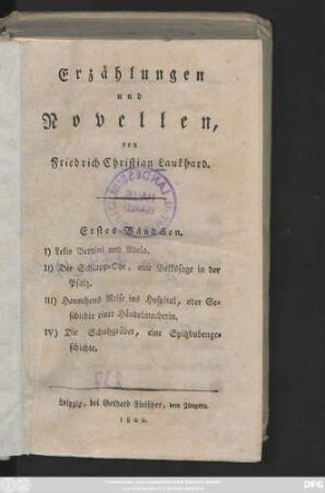Bändchen 1: I) Lelio Bernini und Adela ...