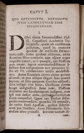 Caput I. Quo Ostenditur, Methodum Juris Axiomaticam Esse Inconcinnam.