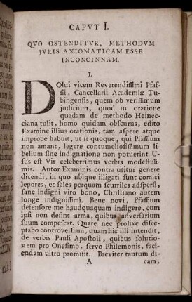 Caput I. Quo Ostenditur, Methodum Juris Axiomaticam Esse Inconcinnam.