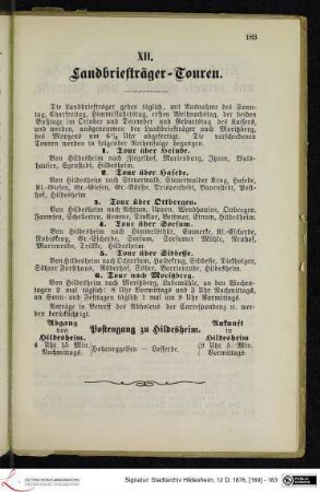 XII. Landbriefträger-Touren.