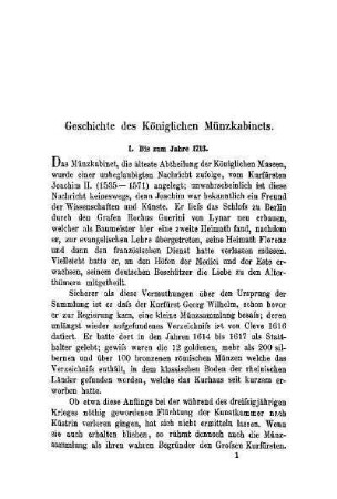 Geschichte des Königlichen Münzkabinets