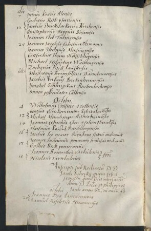 Winterhalbjahr 1562/1563. Rektorat Jakob Scheckh (Degen genannt Schegk)