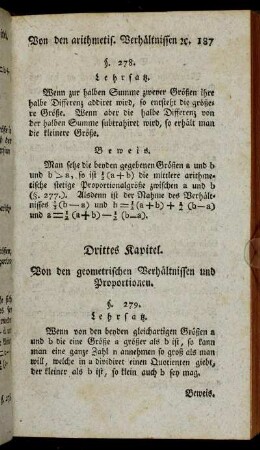 Drittes Kapitel. Von den geometrischen Verhältnissen und Proportionen.