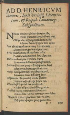 Ad D. Henricum Hermes ...