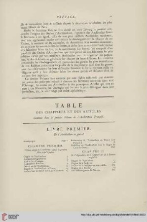 Table des chapitres et des articles