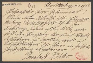 Brief an Ludwig Strecker  und B. Schott's Söhne : 11.01.1902