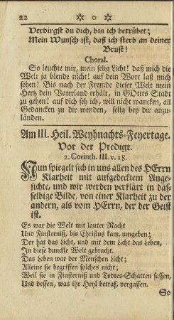 Am III. Heil. Weyhnachts-Feyertage