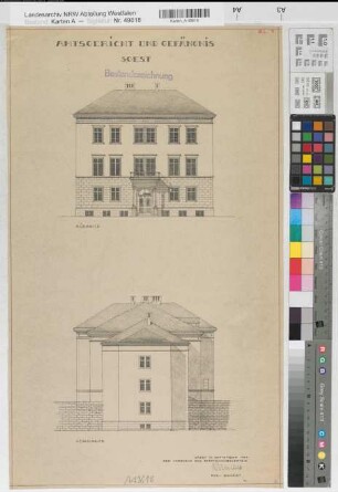Soest, Amtsgericht und Gefängnis, Erweiterungsbau, Südseite, Nordseite, Ansicht, Baubestandszeichnung