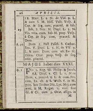 Majus habet dies XXXI.