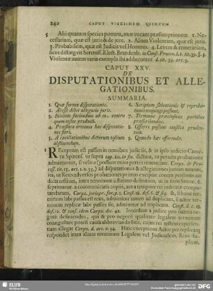 Caput XXV. De Disputationibus Et Allegationibus