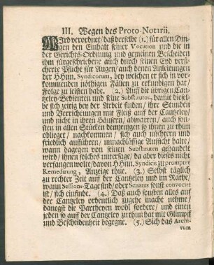 III. Wegen des Proto-Notarii.