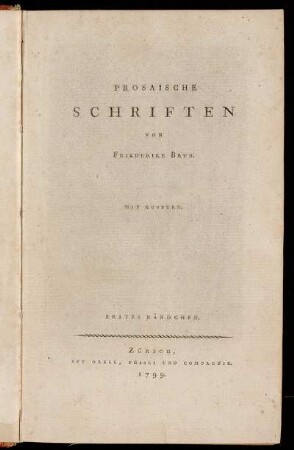 1: Prosaische Schriften. Erstes Bändchen