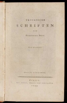 1: Prosaische Schriften. Erstes Bändchen