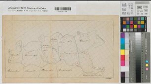 Soest (Kreis) Hochsauerlandkreis Markentaxationsbezirk (Günner, Delecker, Körbecker, Siringer, Allager Mark, Stockumer Sondern) um 1815 o.M. 23 x 44 Zeichnung G. Holzapfel Landesamt für Agrarordnung Nr. 190