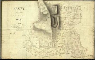 Landesaufnahme des Fürstbistums Osnabrück V Amt Iburg Bl. 11 d Kirchspiel: Laer Feldmark: Laer Ortschaften: Laer, Müschen, Krambrock, Winkelsetten, Hardensetten, Westerwiede Reinkarte Teil 3: Laer Berg, Remseder und Kleefeld Ausf.-Art: Farbige Zeichnung auf Karton, auf Leinen aufgezogen Herst.: Johann Wilhelm Du Plat Herst.: Babille (Direktion: Johann Wilhelm Du Plat) Format: ca. 70 x 110 cm Maßstab: 1 : 3 840
