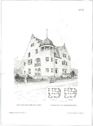 Billing, Hermann; Baden-Baden, Vicentistr. 14; Haus Beuttenmüller senior - Perspektive; Grundrisse