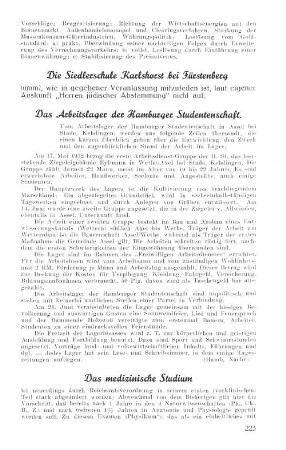 Das Arbeitslager der Hamburger Studentenschaft.