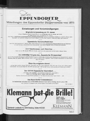 Der Eppendorfer Mitteilungen des Eppendorfer Bürgervereins von 1875