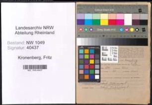 Entnazifizierung Fritz Kronenberg , geb. 21.02.1899 (Werkmeister)