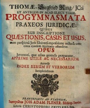 Progymnasmata praxeos iuridicae ...