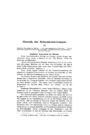 Chronik der Reformbestrebungen : VI.