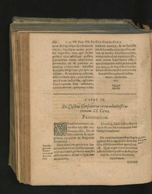 Caput IX. De Casibus Conscientiae circa administartionem SS. Coenae.