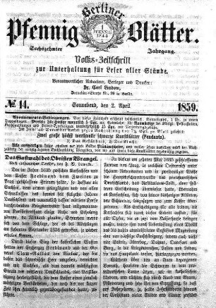 No. 14, Sonnabend, den 2. April