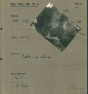 Foto deutscher und französischer Stellungen im Gebiet Satte und Köpfle (Luftbild)