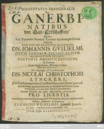 Dissertatio Inauguralis De Ganerbinatibus