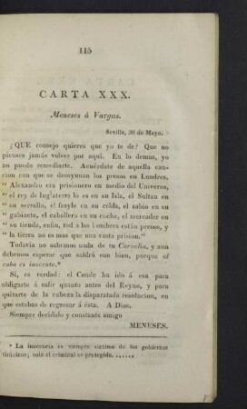 Carta XXX. Meneses á Vargas.