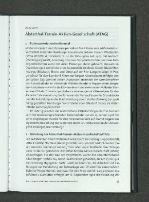 Axel Lohr. Alsterthal-Terrain-Aktien-Gesellschaft (ATAG)