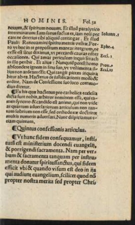 Quintus confessionis articulus.