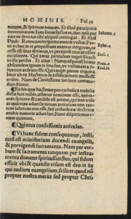 Quintus confessionis articulus.