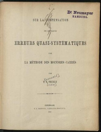 Sur la compensation de quelques erreurs quasi-systématiques par la méthode des moindres carrés