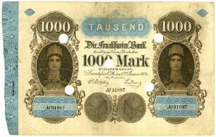 Geldschein, 1.000 Mark, 1.1.1874