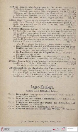 Lager-Kataloge, welche noch Gültigkeit haben