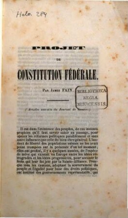 Project de constitition fédérale