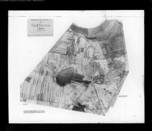 Dessau, nordwestl. Vorgelände, Elbufer, Hohe Lache mit Achteck (senkrecht, Luftbildplan 1:25.000)